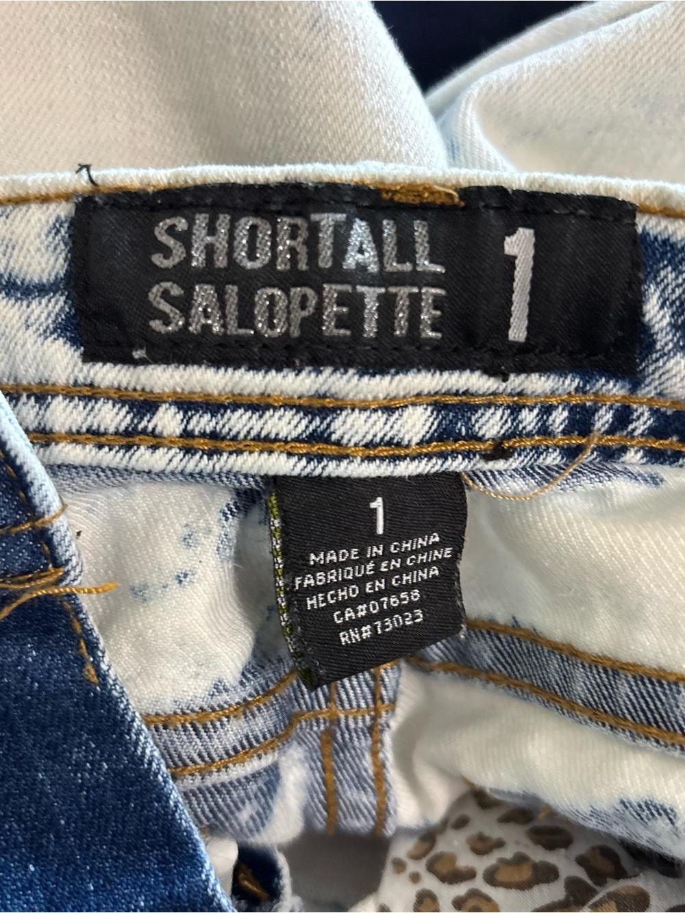 Shortall Acid Washed Denim Shorts With Leopard Pockets Size 1 - Picture 3 of 3